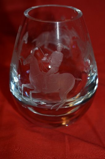Antique Polo engraved glass 