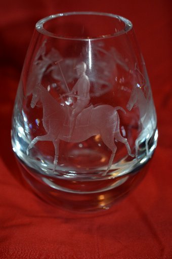 Antique Polo engraved glass 