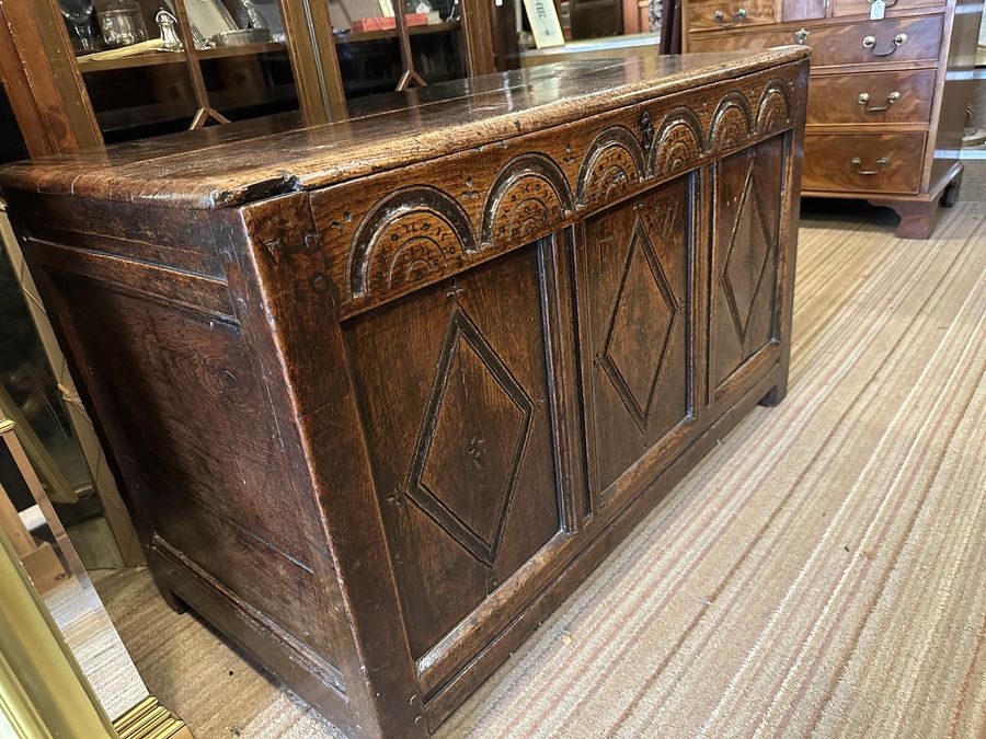 Antique 18th Century Oak Coffer Trunk