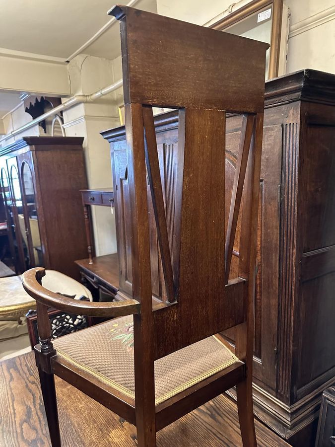 Antique Art Nouveau Mahogany Armchair