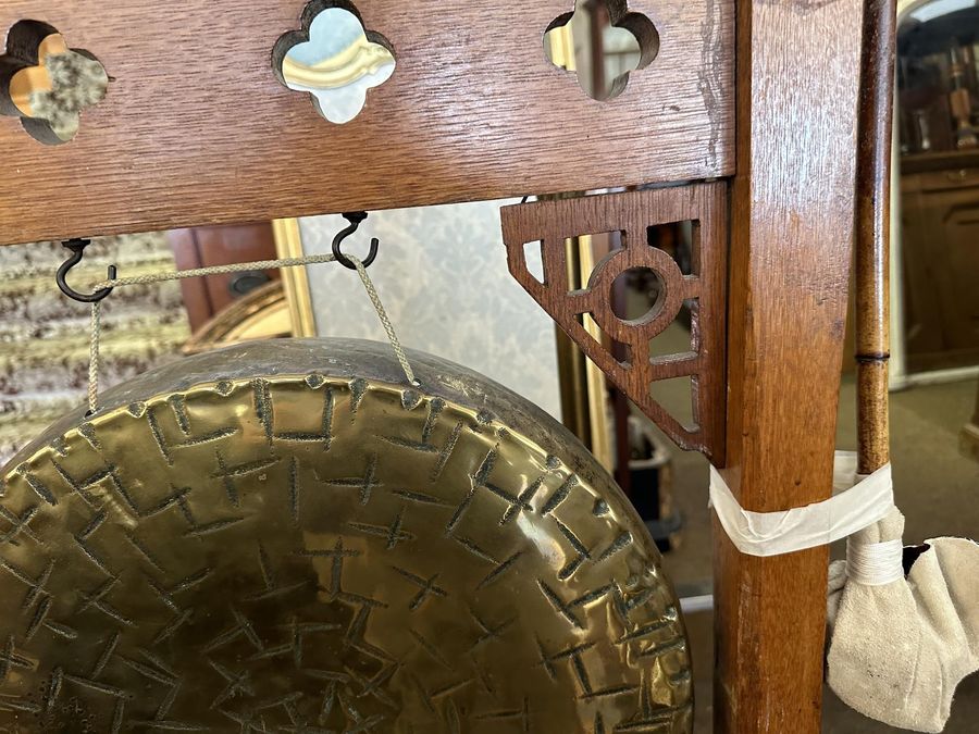 Antique Arts & Crafts Gong on Stand