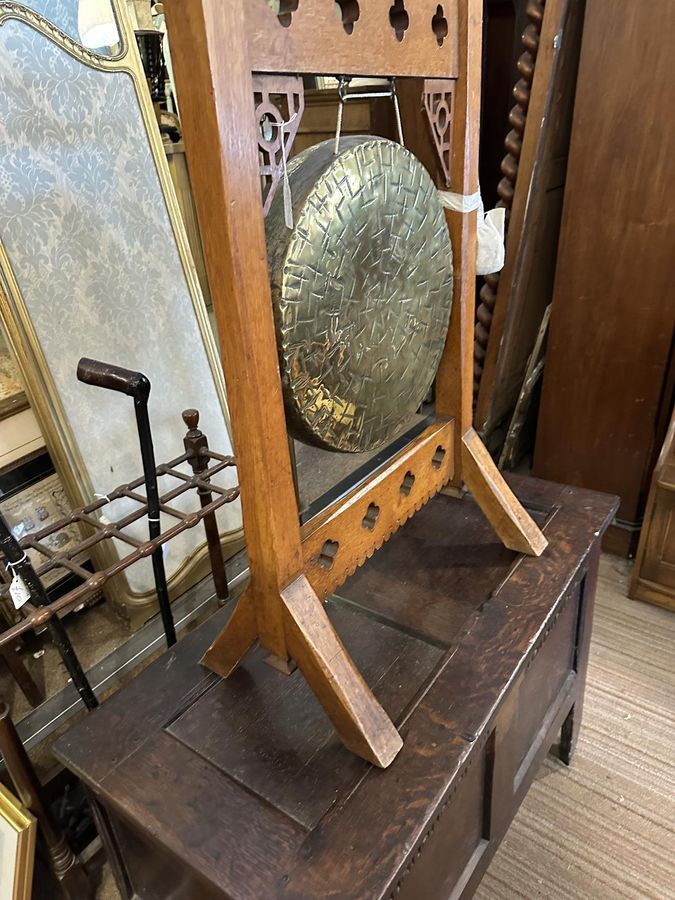 Antique Arts & Crafts Gong on Stand