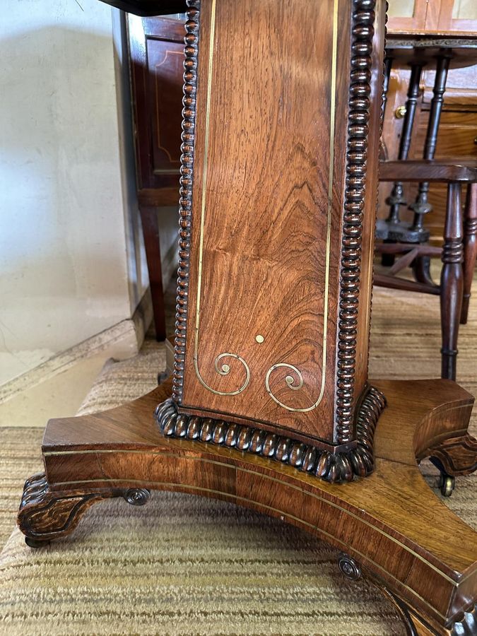 Antique A Very Nice Brass Inlaid Regency Rosewood Games Table