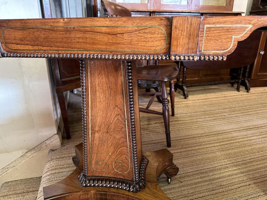 Antique A Very Nice Brass Inlaid Regency Rosewood Games Table