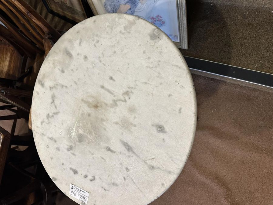 Antique Circular Marble Table on Cast Iron Base