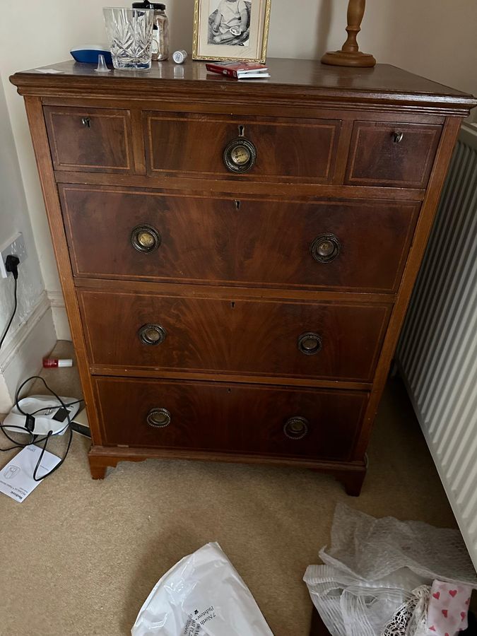 Antique Edwardian Chest of Drawers Inlaid in Mahogany