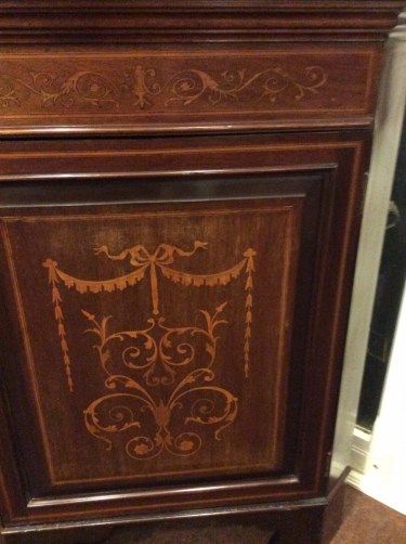 Antique Edwardian Mahogany Inlaid Corner Cabinet