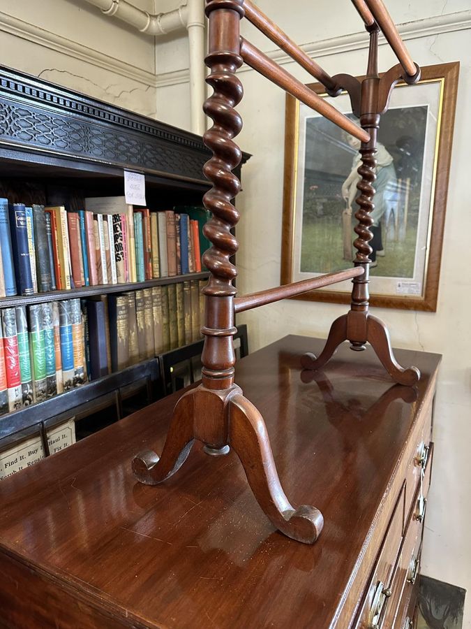 Antique Fine Victorian Mahogany Barley Twist Towel Rail