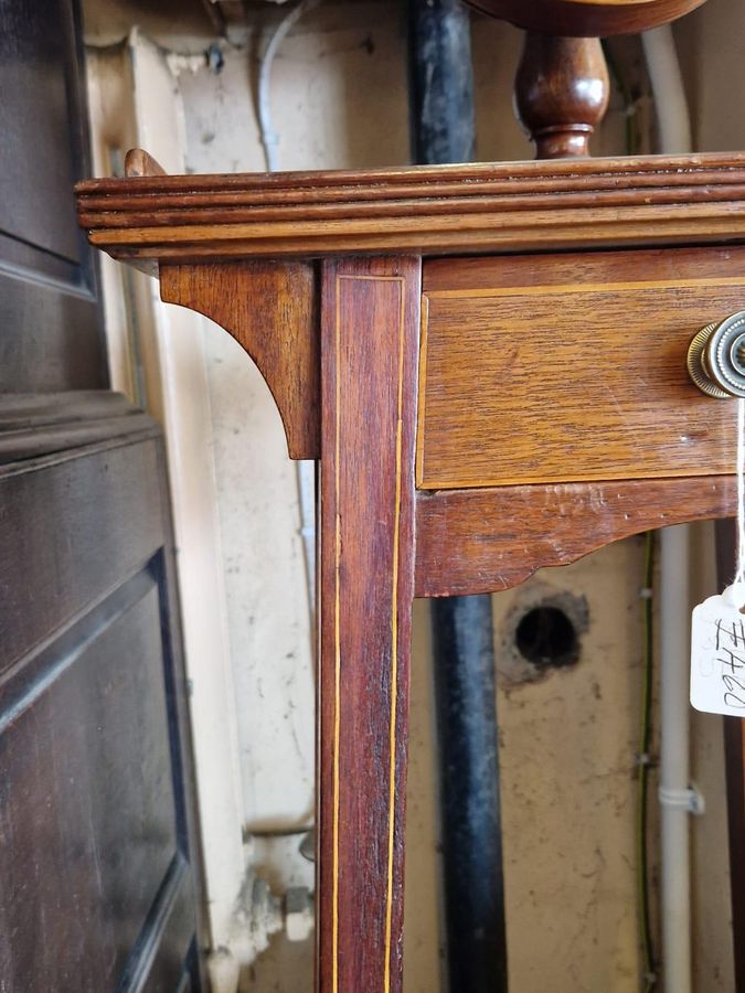 Antique Fully Adjustable Mahogany Inlaid Shaving Stand