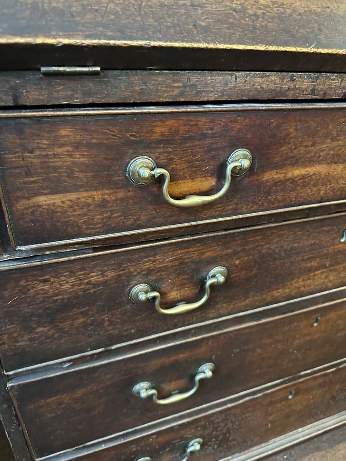 Antique Georgian Mahogany Bureau Original Swan Neck Handles