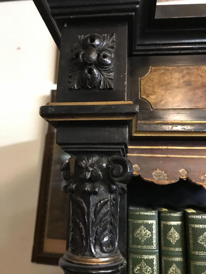 Antique Gillows Gilt & Eboniesed Bookcase.