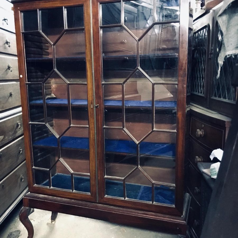 Antique Good Early Glazed Bookcase