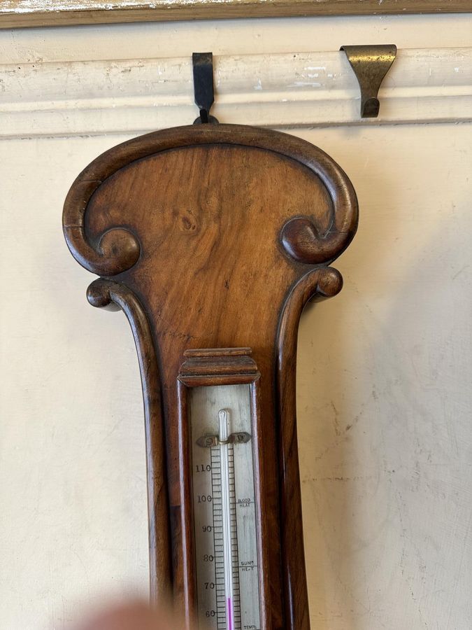 Antique Good Size Mahogany Mercury Wheel Barometer