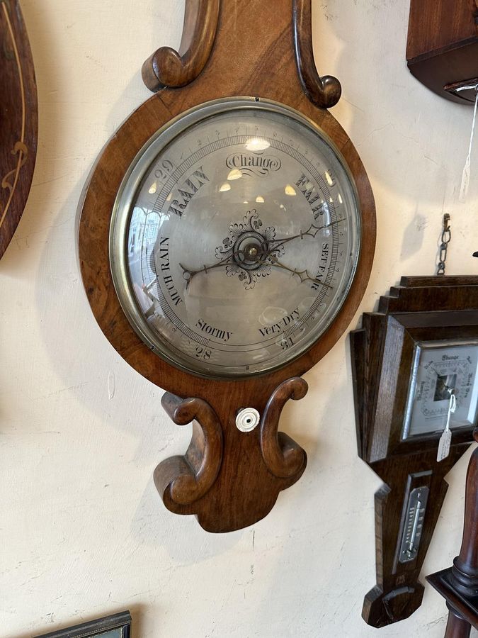 Antique Good Size Mahogany Mercury Wheel Barometer