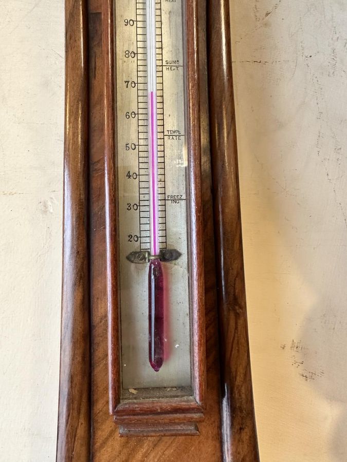 Antique Good Size Mahogany Mercury Wheel Barometer