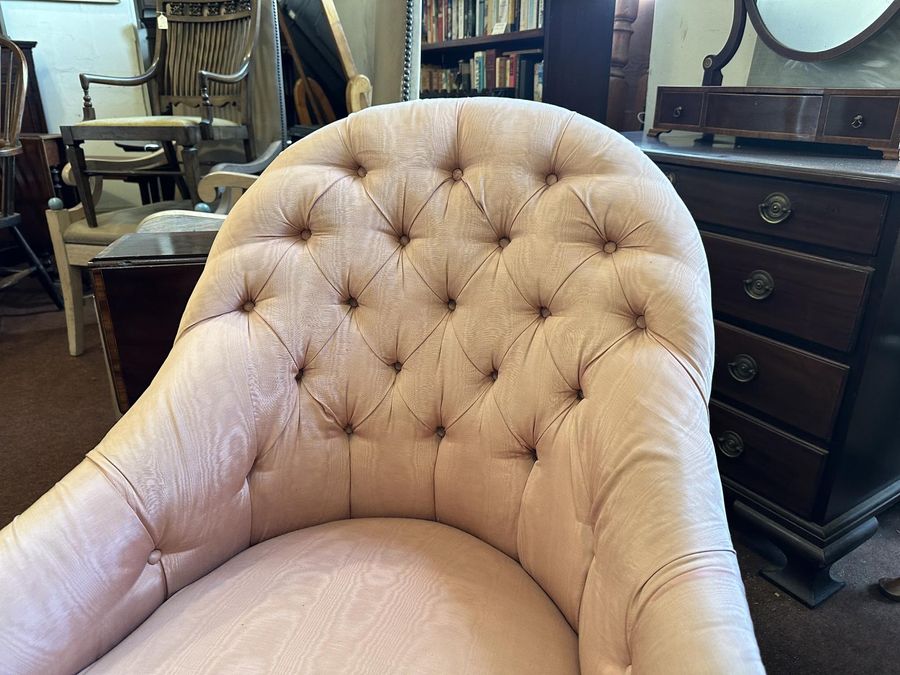 Antique Good Victorian Armchair in a Pink Brocade