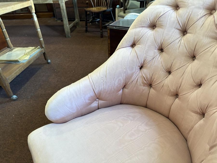 Antique Good Victorian Armchair in a Pink Brocade