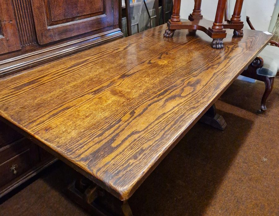 Antique Great Vintage Oak Refectory Dinning Table c.1950