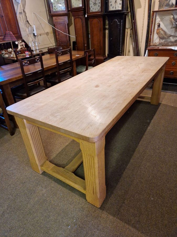 Antique Large Quantity Light Oak Refectory Table