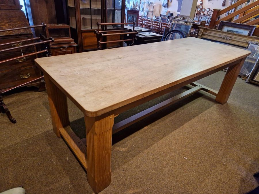 Antique Large Quantity Light Oak Refectory Table