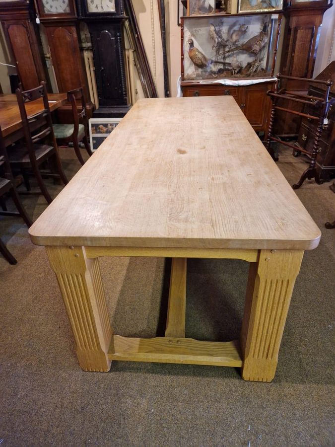 Antique Large Quantity Light Oak Refectory Table