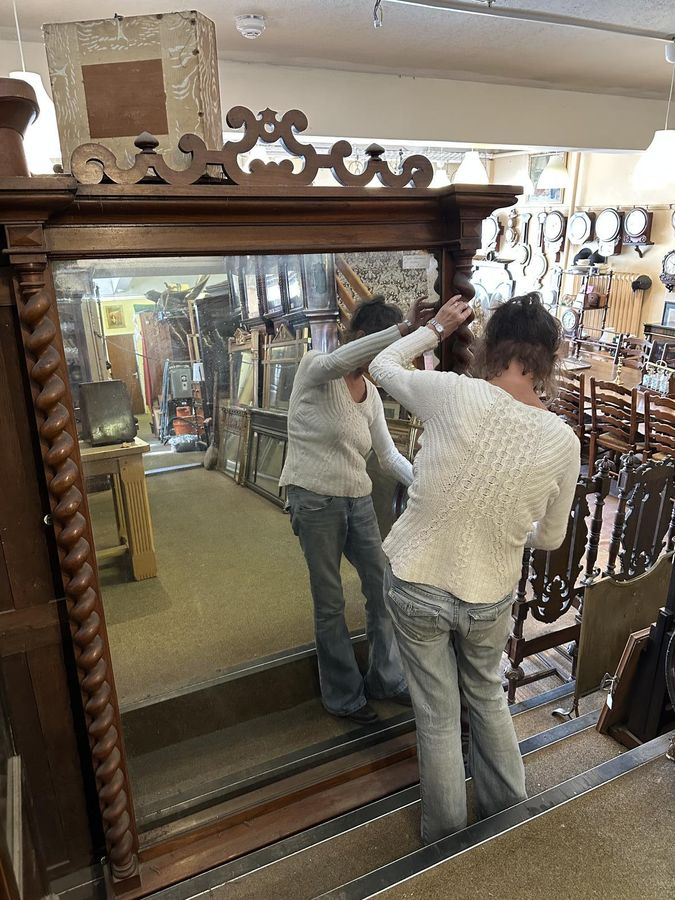 Antique Large Victorian Mahogany Mirror