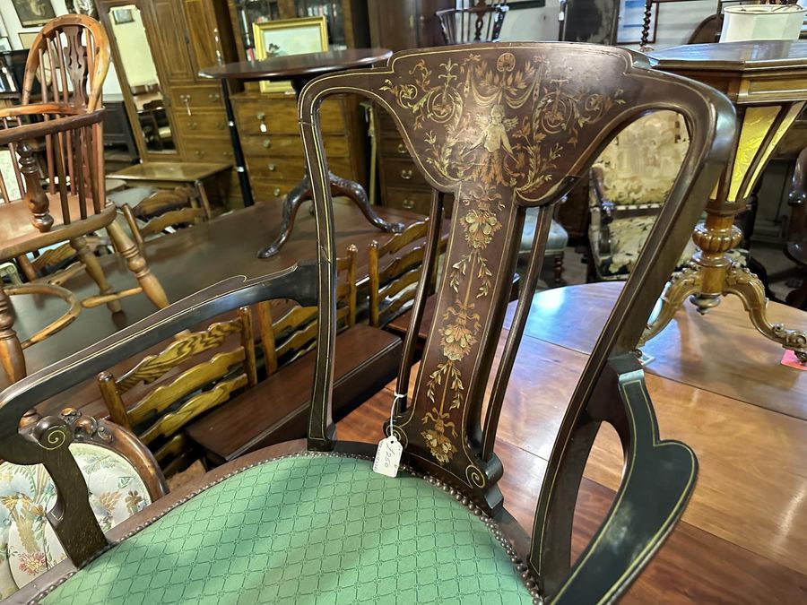 Antique Lovely Inlaid Edwardian Armchair