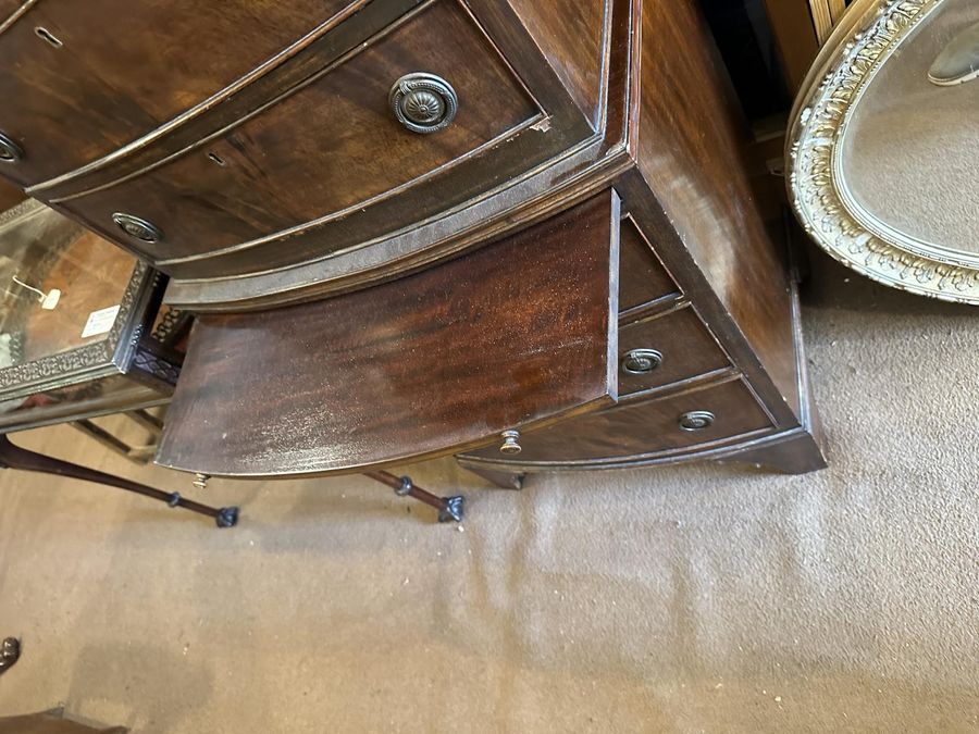 Antique Mahogany Bow Tallboy Chest of Draws