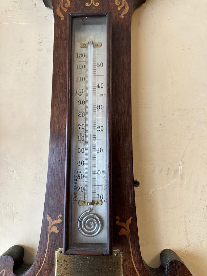 Antique Mahogany Inlaid Barometer 1919