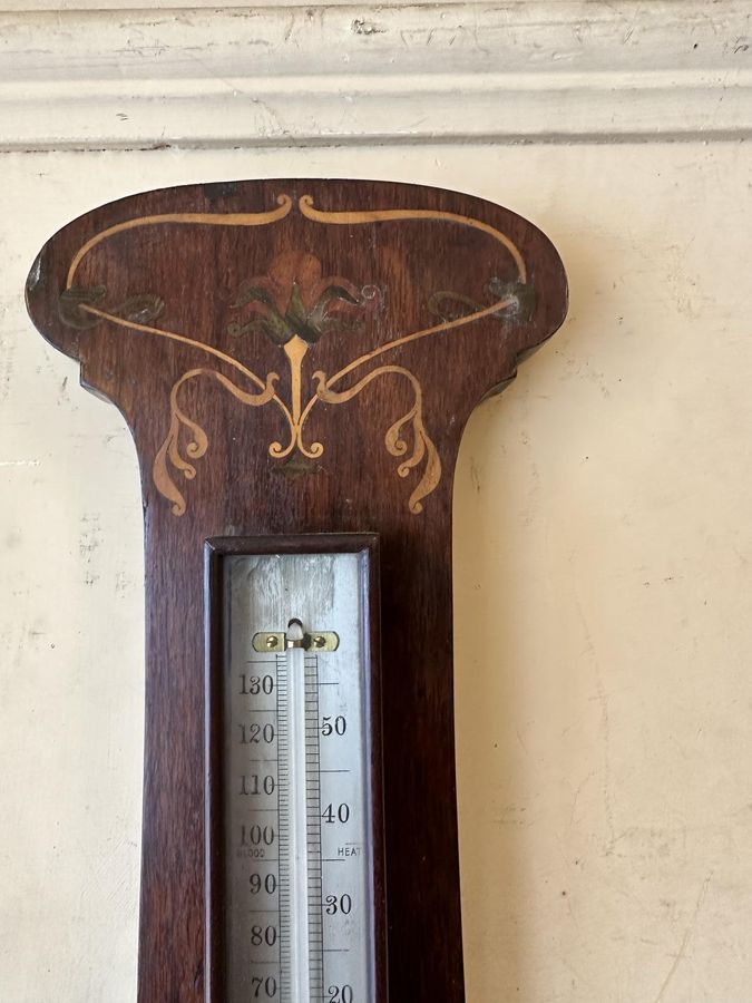 Antique Mahogany Inlaid Barometer 1919