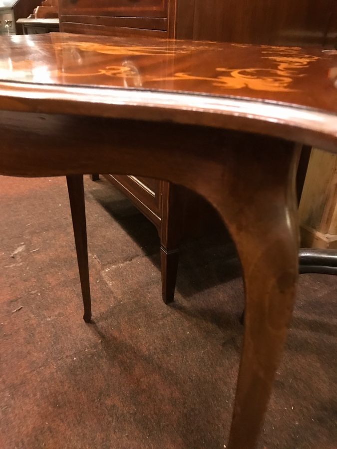 Antique Music Satinwood Inlaid Mahogany Table