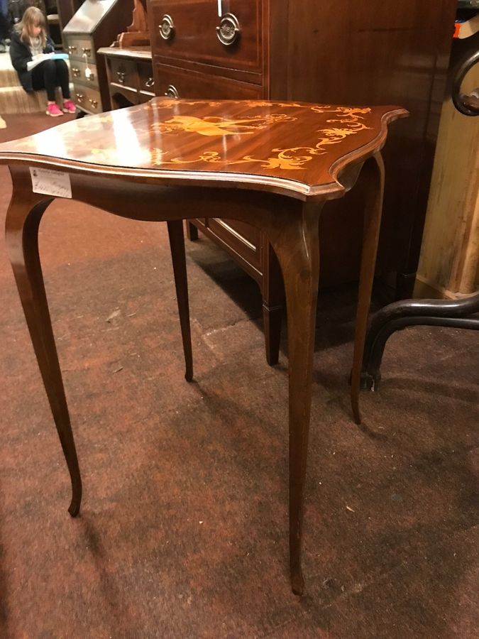 Antique Music Satinwood Inlaid Mahogany Table