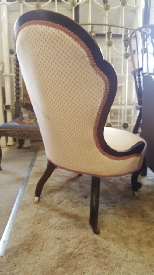 Antique Nice Clean 19th Century Walnut Upholstered Nursing Chair