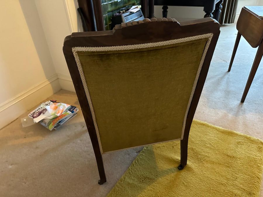 Antique Nice Edwardian Armchair Inlaid in Green Velvet