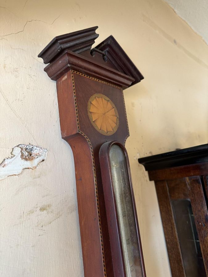 Antique Nice Mahogany 19th Century Banjo Barometer