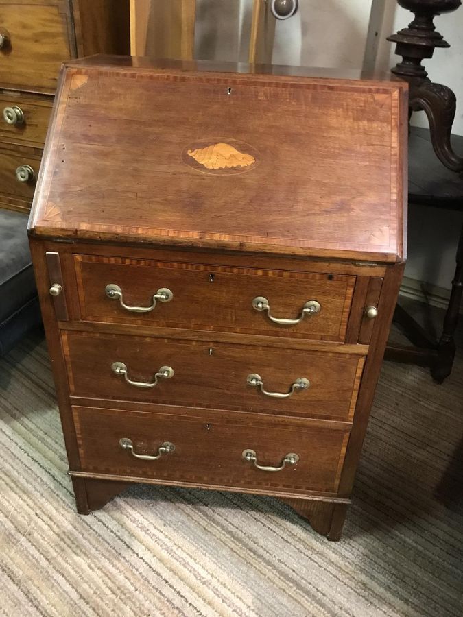 Antique Nice Small Inlaid Edwardian Bureau