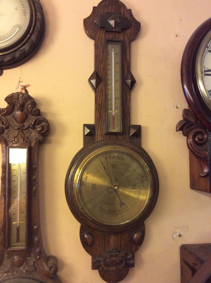 Antique Oak Banjo Barometer