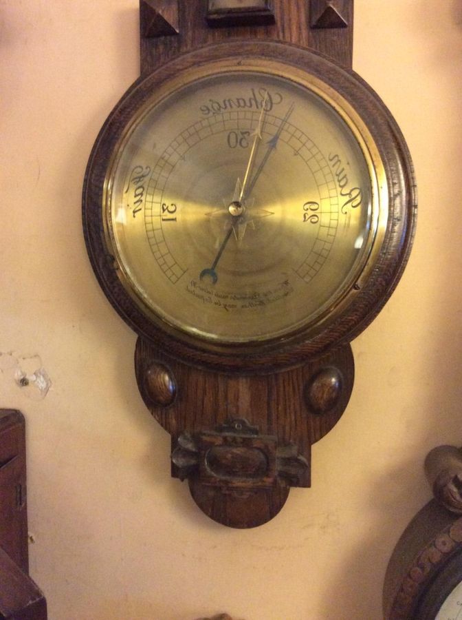 Antique Oak Banjo Barometer