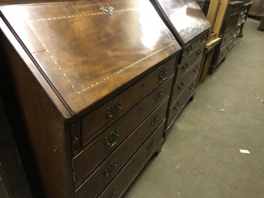 Antique Original Georgian Inlaid Mahogany Bureau