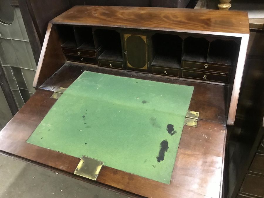 Antique Original Georgian Inlaid Mahogany Bureau