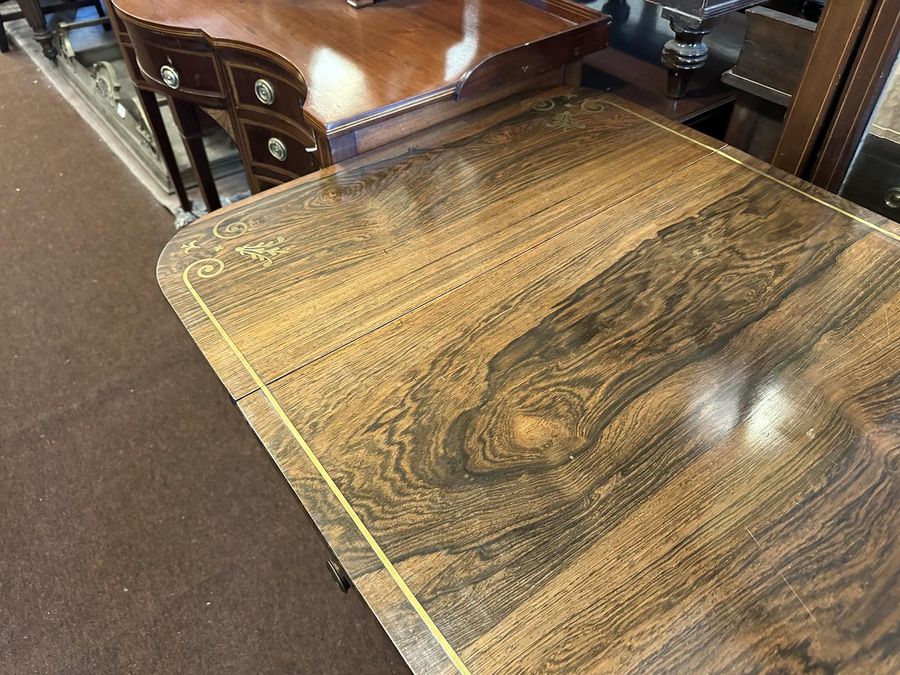 Antique Regency Brass Inlaid Sofa Table in Rosewood