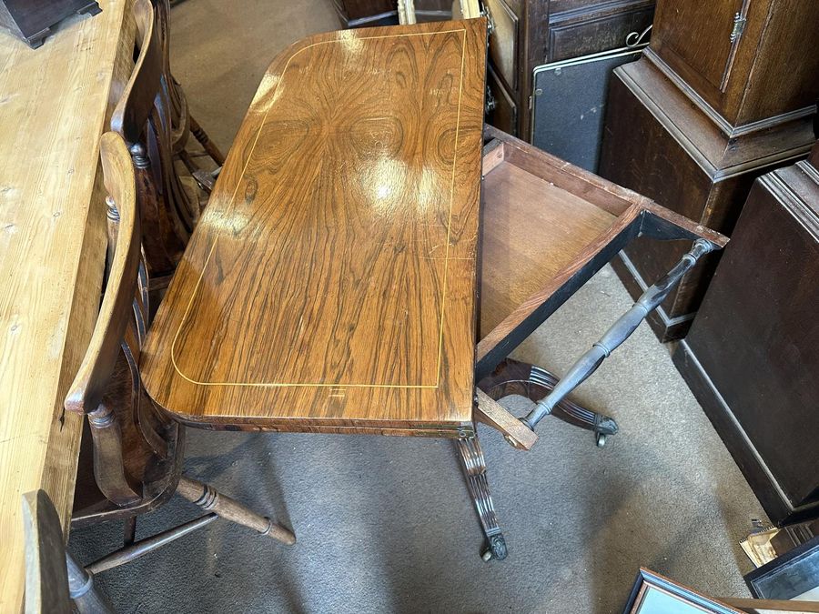 Antique Regency Rosewood & Brass Inlay Card Table