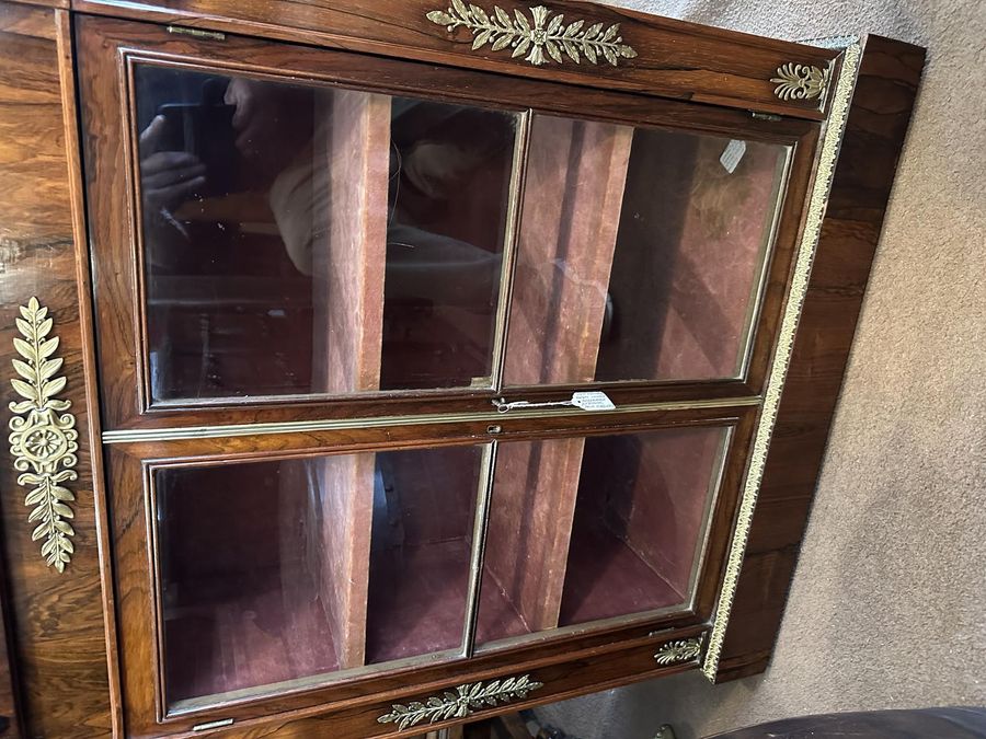 Antique Rosewood Brass Inlaid 2 Door Regency Cabinet.