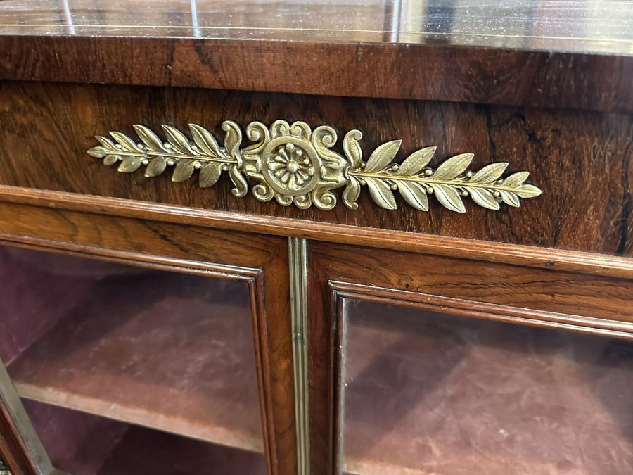 Antique Rosewood Brass Inlaid 2 Door Regency Cabinet.