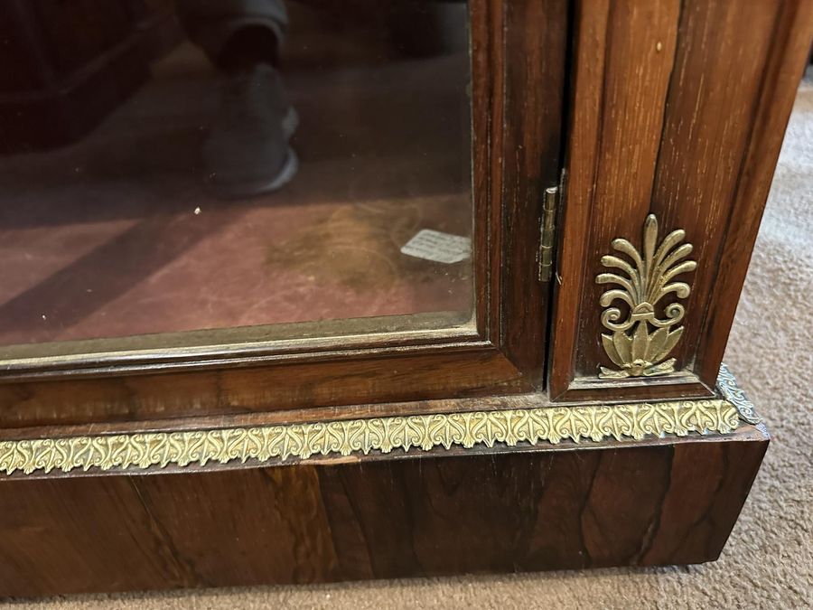 Antique Rosewood Brass Inlaid 2 Door Side Cabinet