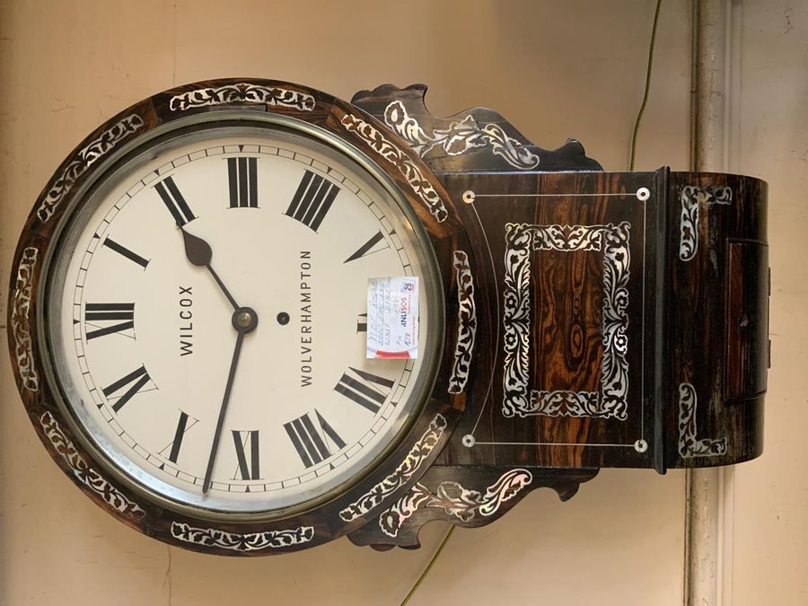 Antique Rosewood English Fusee Drop Dial Clock