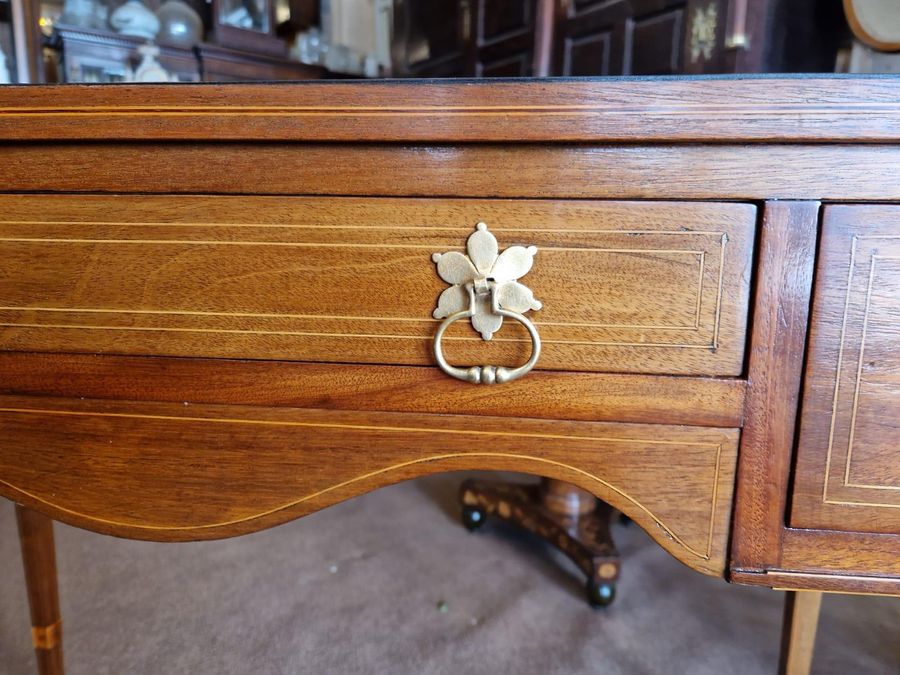 Antique Satinwood Cross-banded 3 Draw Side Table/Desk.