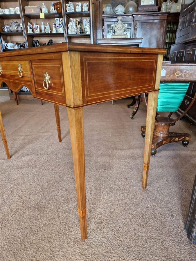 Antique Satinwood Cross-banded 3 Draw Side Table/Desk.