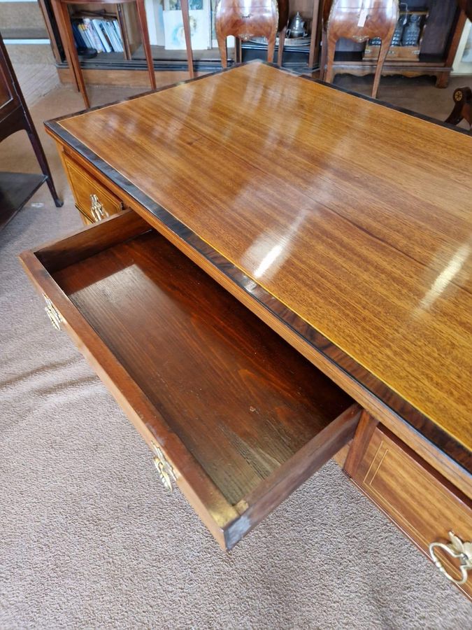 Antique Satinwood Cross-banded 3 Draw Side Table/Desk.