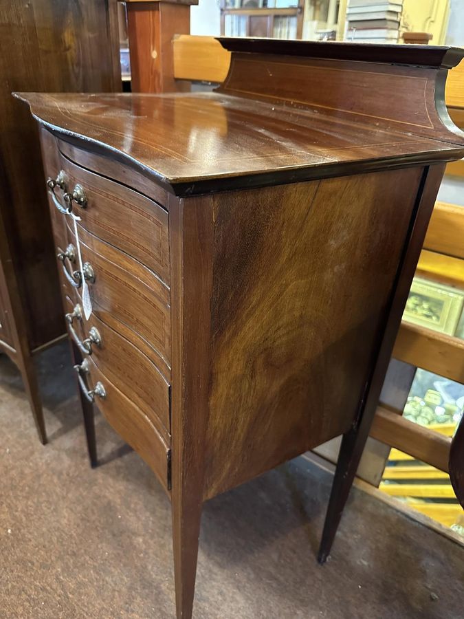 Antique Serpentine Shaped Mahogany Inlaid Music Cabinet.